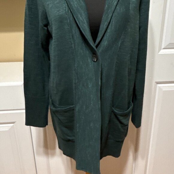 J Jill Sweater Womens M Green Knit Cardigan One Front Button Cotton Blend - Picture 8 of 11